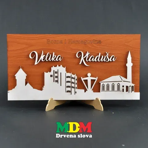 Drvena dekoracija Velika Kladuša | Unikatni suvenir BiH