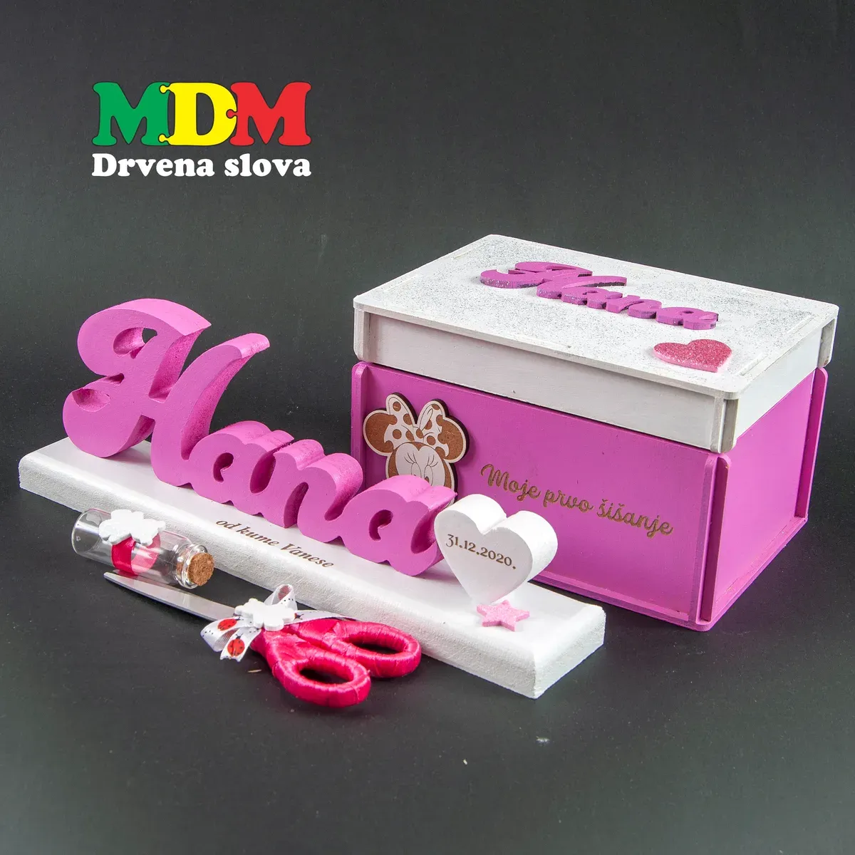 Drvena kutija za prvo šišanje