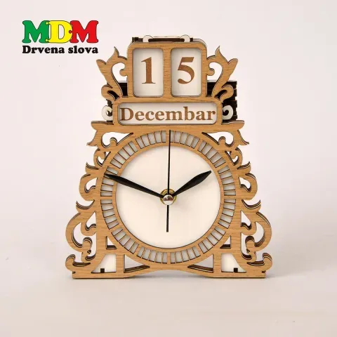 Drveni stolni sat sa kalendarom | Elegantna dekoracija i funkcionalnost