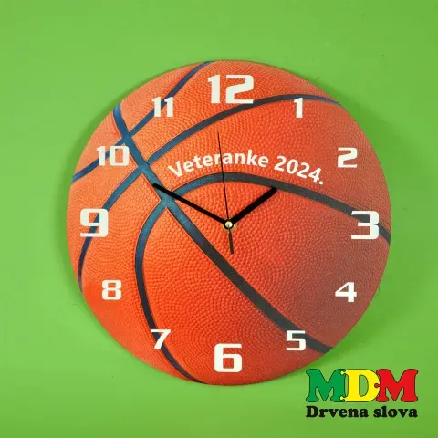 Zidni sat košarkaška lopta | Drvena sportska dekoracija