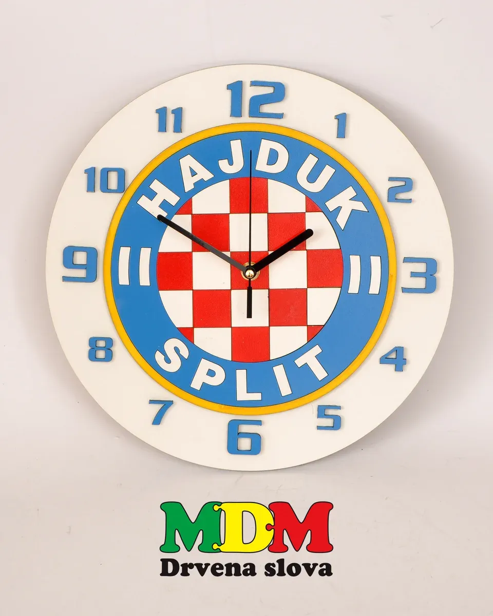 Drveni zidni sat Hajduk Split | Sportska drvena dekoracija