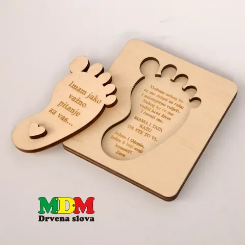 Drvena pozivnica za dječije kumstvo | Personalizirana pozivnica