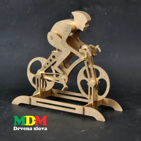 Drveni dekor biciklista | Bicikl na stalku – sportska dekoracija