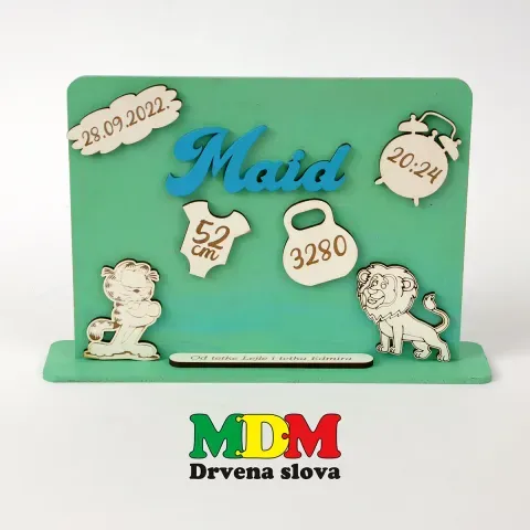 Drveni poklon za novorođenu bebu | Personalizirana drvena dekoracija