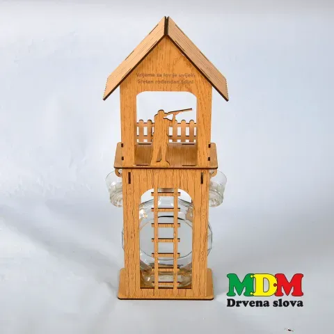 Personalizirani poklon za lovca – Drvena čeka sa čašama ručni rad